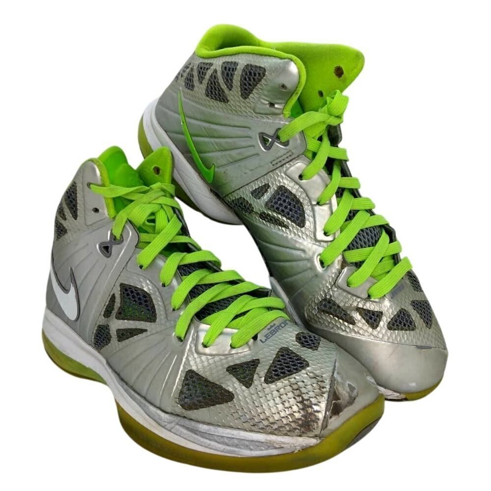 Nike Lebron 8 Punkman Men's Pre-owned Metallic Silver/Green Sneakers- sz. 10 1/2